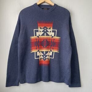 Pendleton Crew Neck Sweater Size Small Blue Southwestern Aztec Heritage Cotton
